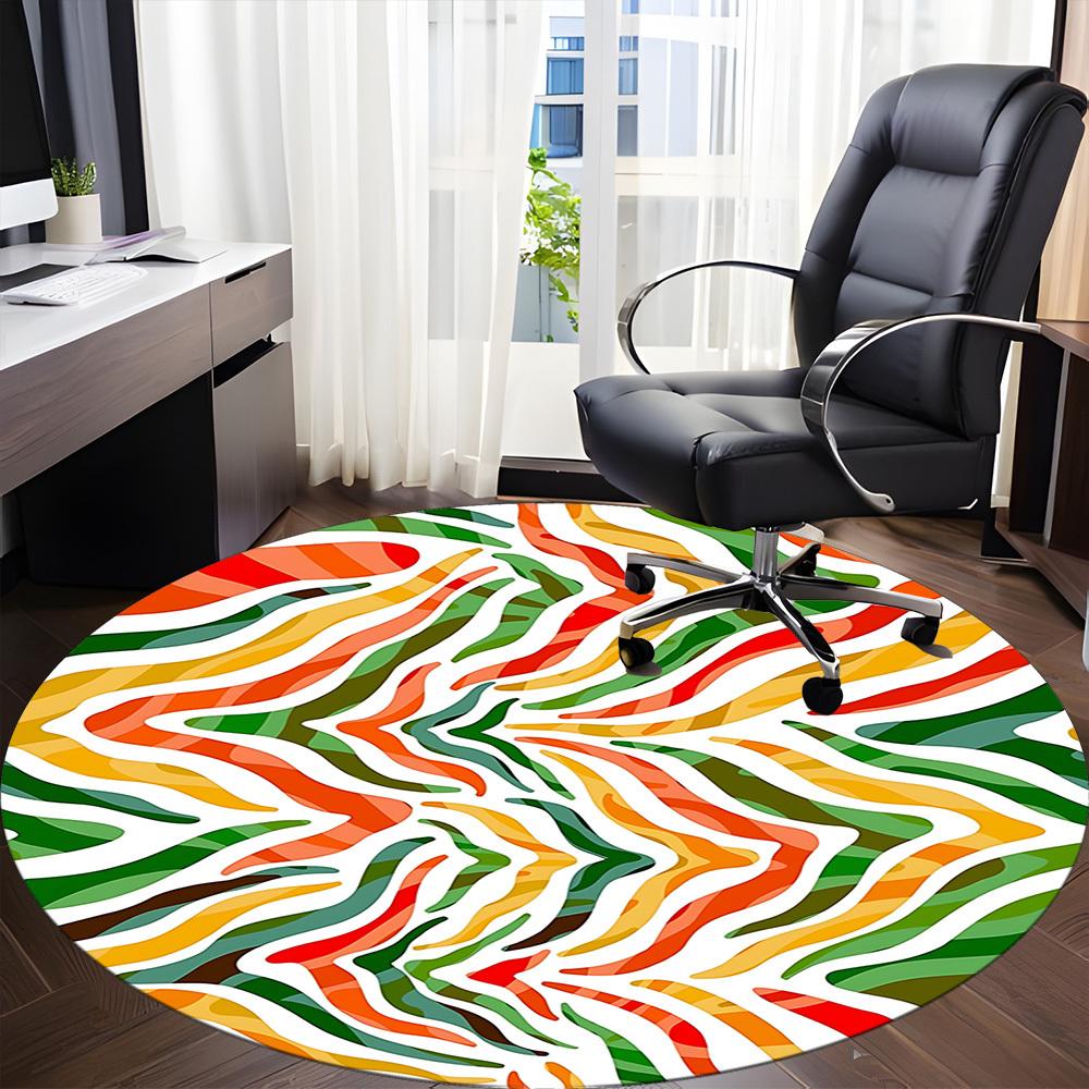 1pc Abstract Pattern Office Round Rug, Non-slip, Soft and Durable Office Rug for Interior Decoration, Perfect for Office, Beautiful Decoration Yy26031