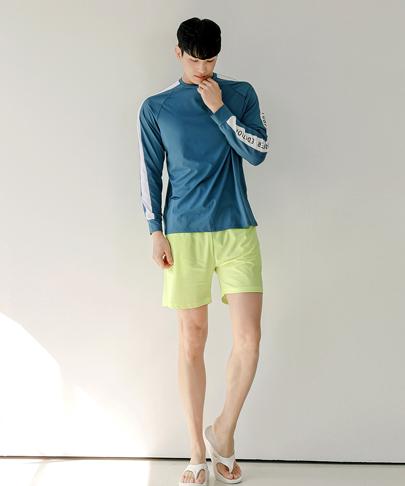 Tyubeuteuli Men'S Surfline Loose Fit Long Sleeve Rash Guard A509 Coral Blue