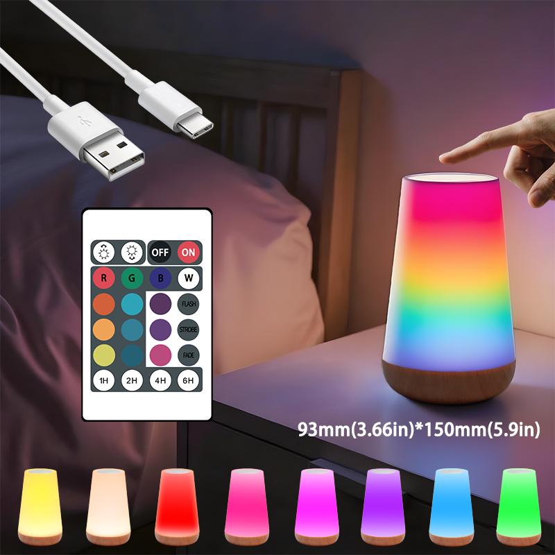 

Light RGB 13 Color Changing Night Remote Control Touch Dimmable Lamp Portable Table Bedside Lamps USB Rechargeable Night Lamp