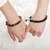 Trendy Couple 2Pcs/Set Natural Stone Beads Love Heart Magnetic Bracelet For Women Men Charm Peach Beaded Bracelets Jewelry Gifts