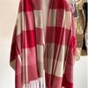 Thick Imitation Cashmere Shawl Keep Warm Shawl Wrap Simple Plaid Scarf  Girl