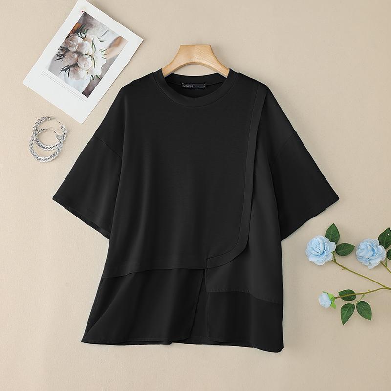 ZANZEA Women Summer Round Neck Short Sleeve Casual T-Shirts
