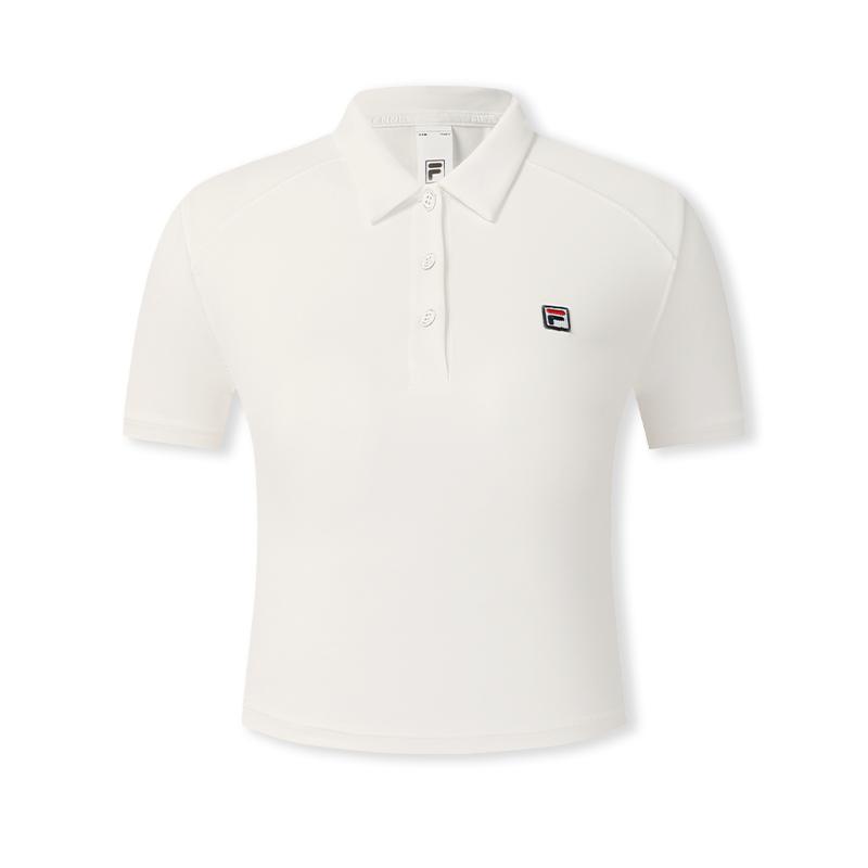 FILA Tennis Moisture-Wicking Antibacterial Simple Fashion Comfortable Versatile Polo Shirt Women tops Cloud-Mushroom-White A11W623128FWT L