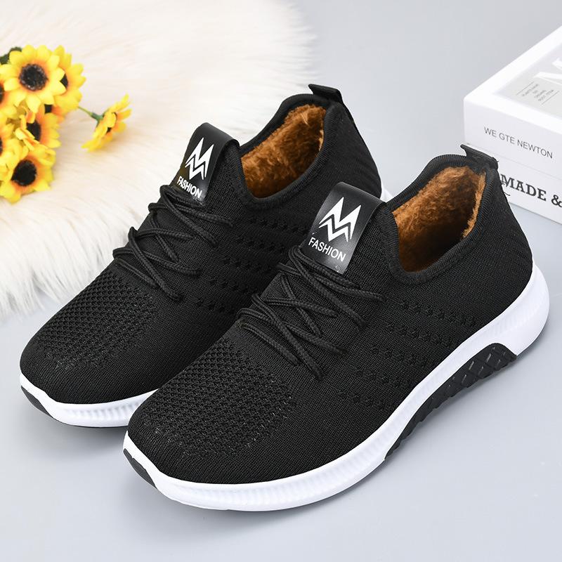 Autumn and Winter Cloth Shoes Women's Cotton Shoes Medium and Old Velvet Thickened Two Cotton Shoes One Pedal Casual