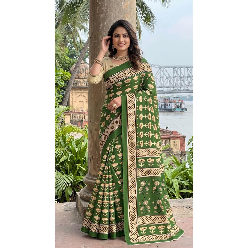 New Launch Beautiful Bagru Printed Saree Collection