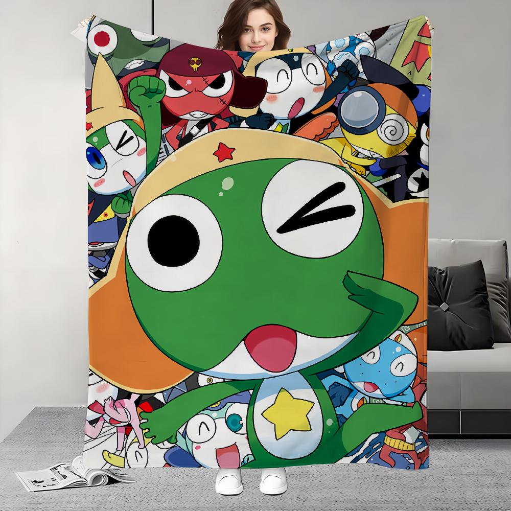 Funny Cartoon Keroro Gunsou Frog Blanket Design Lightweight  For Dorms, Naps, Living Room, Office,Sofa,All-Season