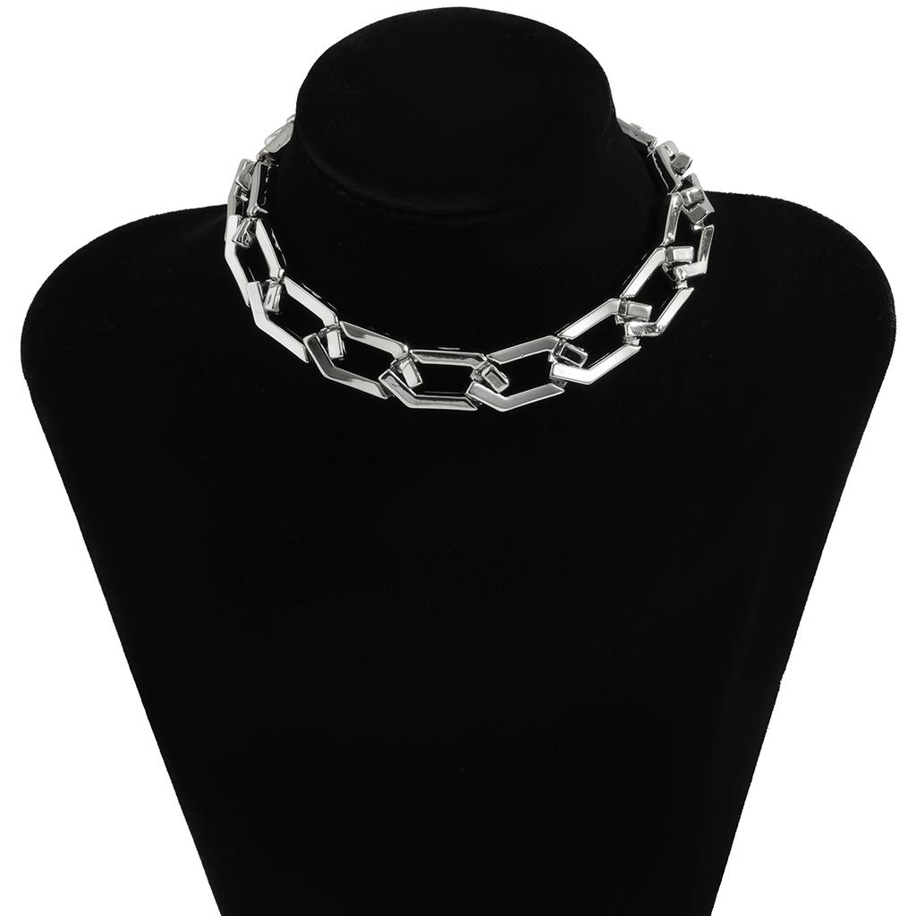 IngeSight.Z Retro Irregular Geometric Plastics Chain Choker Necklace Chunky Gold Color Short Clavicle Necklace for Women Jewelry