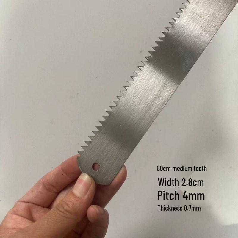 Manganstahl Holzbearbeitungssägeblatt - Grobe & Feine Zähne, Schmale Laubsägeblatt, Handsäge mit Knauf (50cm, 60cm, 70cm)