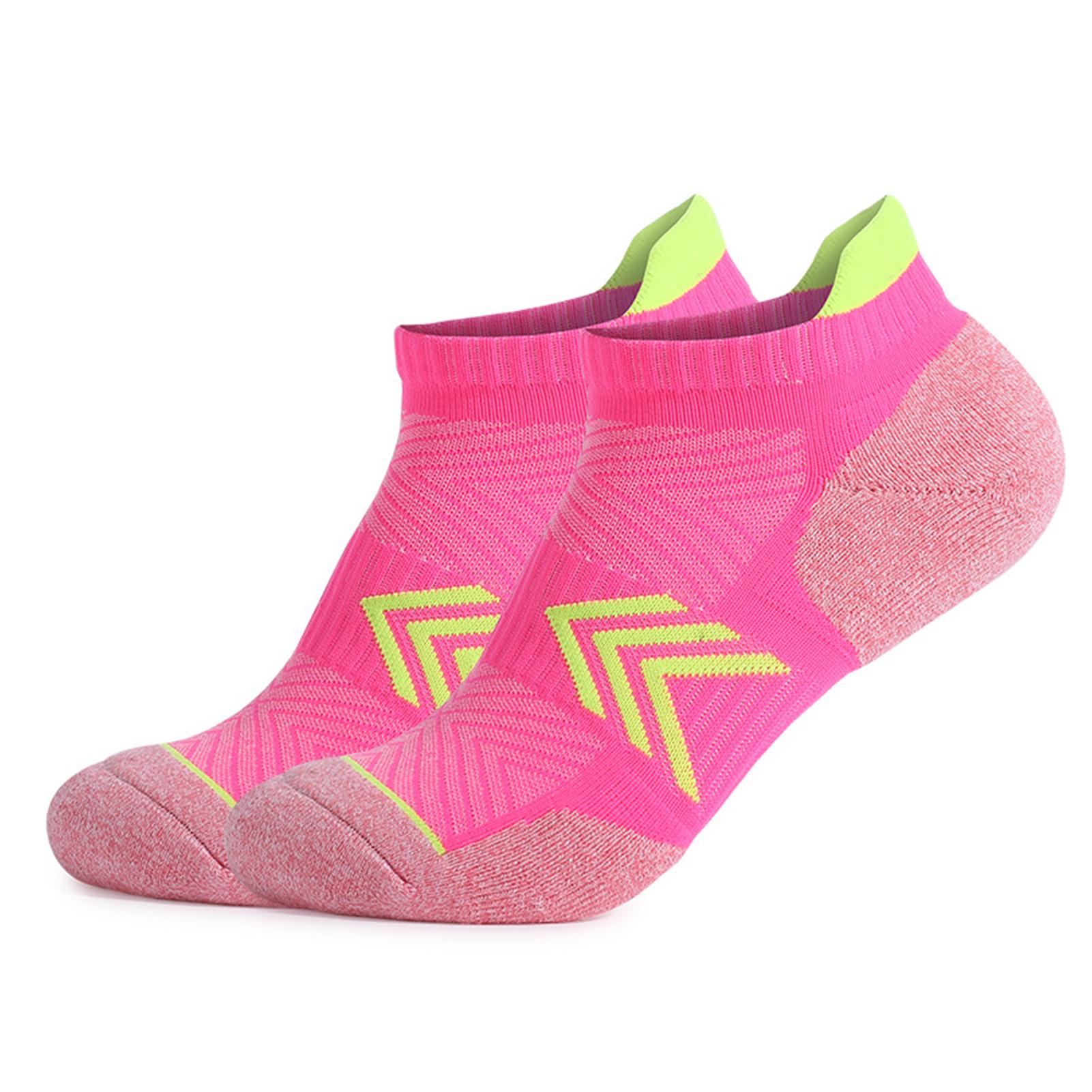 Meias de corrida femininas, meias esportivas acolchoadas, meias de tornozelo, meias de algodão respiráveis S cor-de-rosa