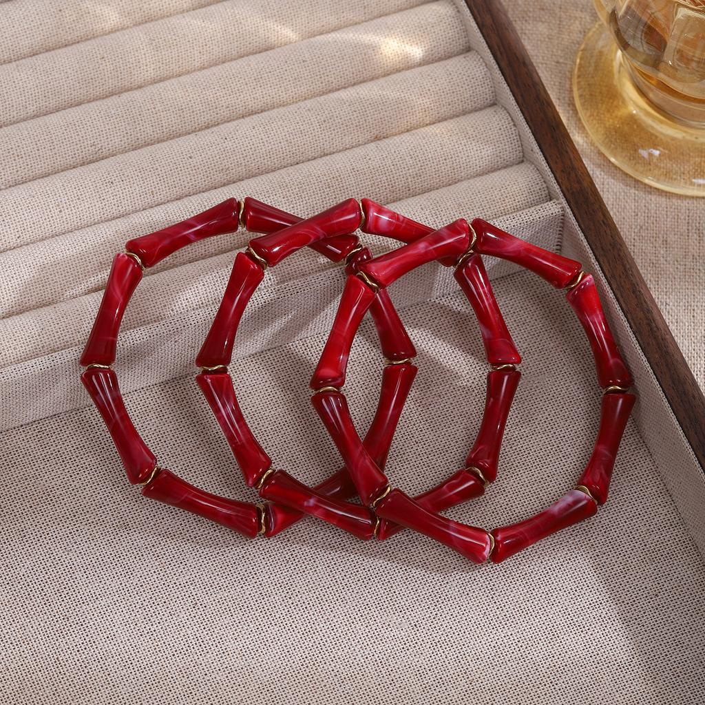 Gaosheng Rękodzieło Wiatr Neutralny Zestaw Trzech Sztuk Bambusowy Design Niszy Prosty Antyczny Zestaw Bransoletek