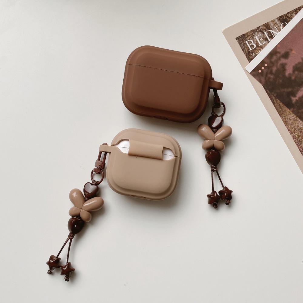 Simple solid color square earphone cover for Apple AirPods 1 /1 generation love butterfly pendant case PRO1/1