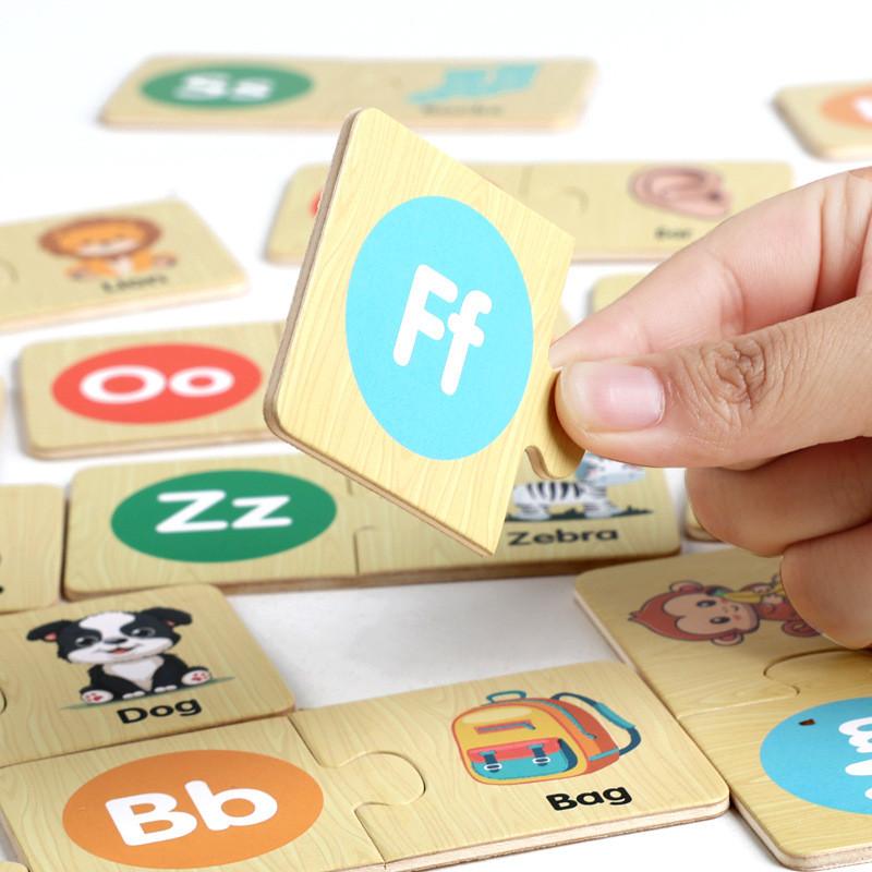 Wooden Animal Matching Puzzle For Kids With Alphabet Blocks Educational Toy For Preschoolers