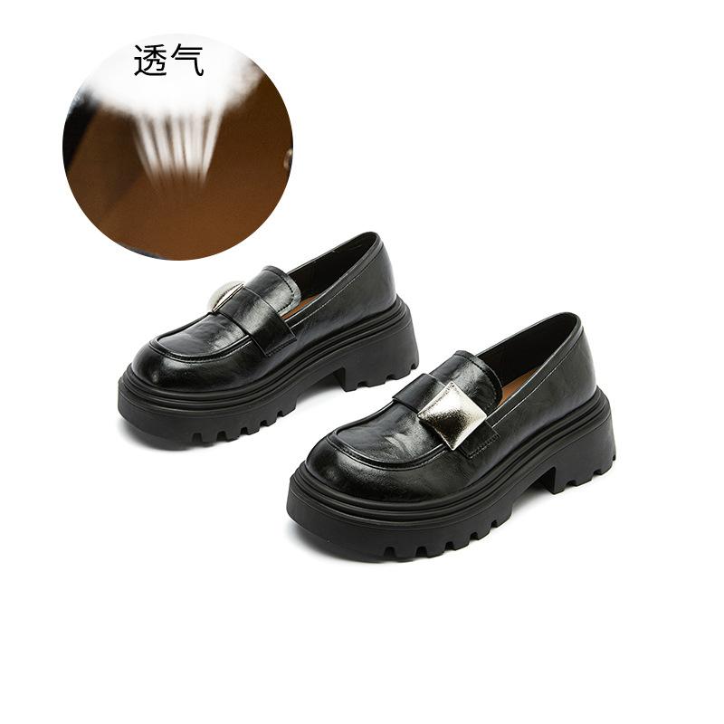 Foam sole sheepskin pad autumn new thick-soled small leather shoes versatile fashion single shoes women