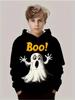 Halloween Hoodies for Kids Cute Ghost Pumpkin Graphic Sweatshirt Cartoon Black Print Holiday Gift Children's Clothing