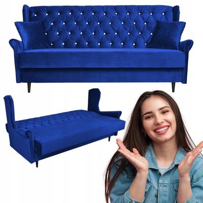 Sofa Bed VELUR Sofa Bed On Legs Blue GAJA