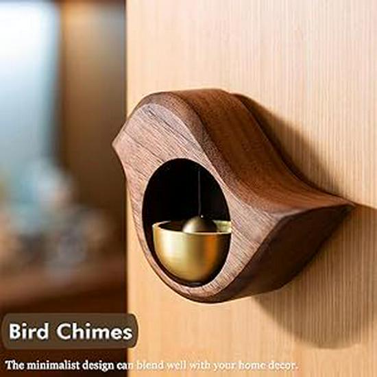 Dopamine Copper Bell Wind Chime with Suction Cup - Entrance Reminder and Magnet Sticker Hanging Ornament for Housewarming Gift