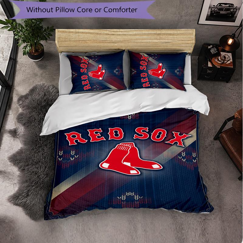 Boston Red Sox Pattern Microfibra Set Biancheria da Letto 3 Pezzi Decorazione Copripiumino Set Per Camera da Letto Uso Domestico