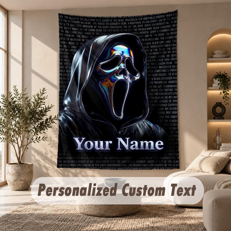 Tapestry Custom Name Text, Wall Hanging Tapestry Home Room DecorScream Ghostface
