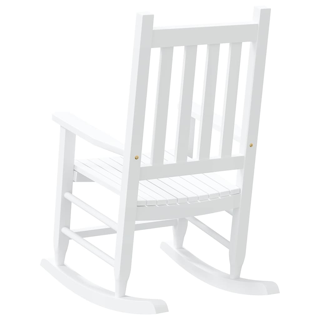 Kids Rocking Chair White Solid Poplar Wood