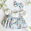 20cm Plush Doll Clothes: Fresh Floral Print Skirt Two-Piece Set for 3-Year-Old Doll, Third Generation Big Cute Series