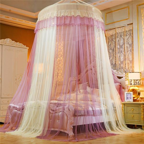 Romantic Princess Dome Mosquito Net Gradient Double Colors Lace Bed Canopy Three-door Hanging Bed Net