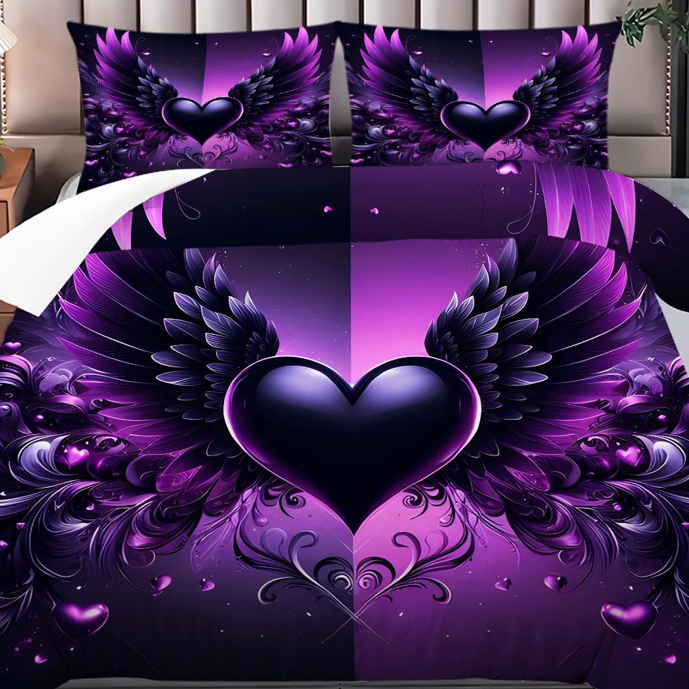 Three-Piece Purple Wing Digital Printing Bedding Home Textile Three-Piece Set
