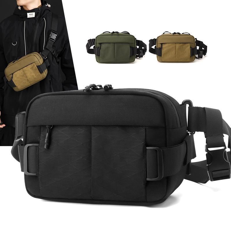 Men's Waterproof Waist Bag Large Capacity Multi-Pocket Belt Pack Outdoor Sports Running Cycling Chest Bag Crossbody Bag