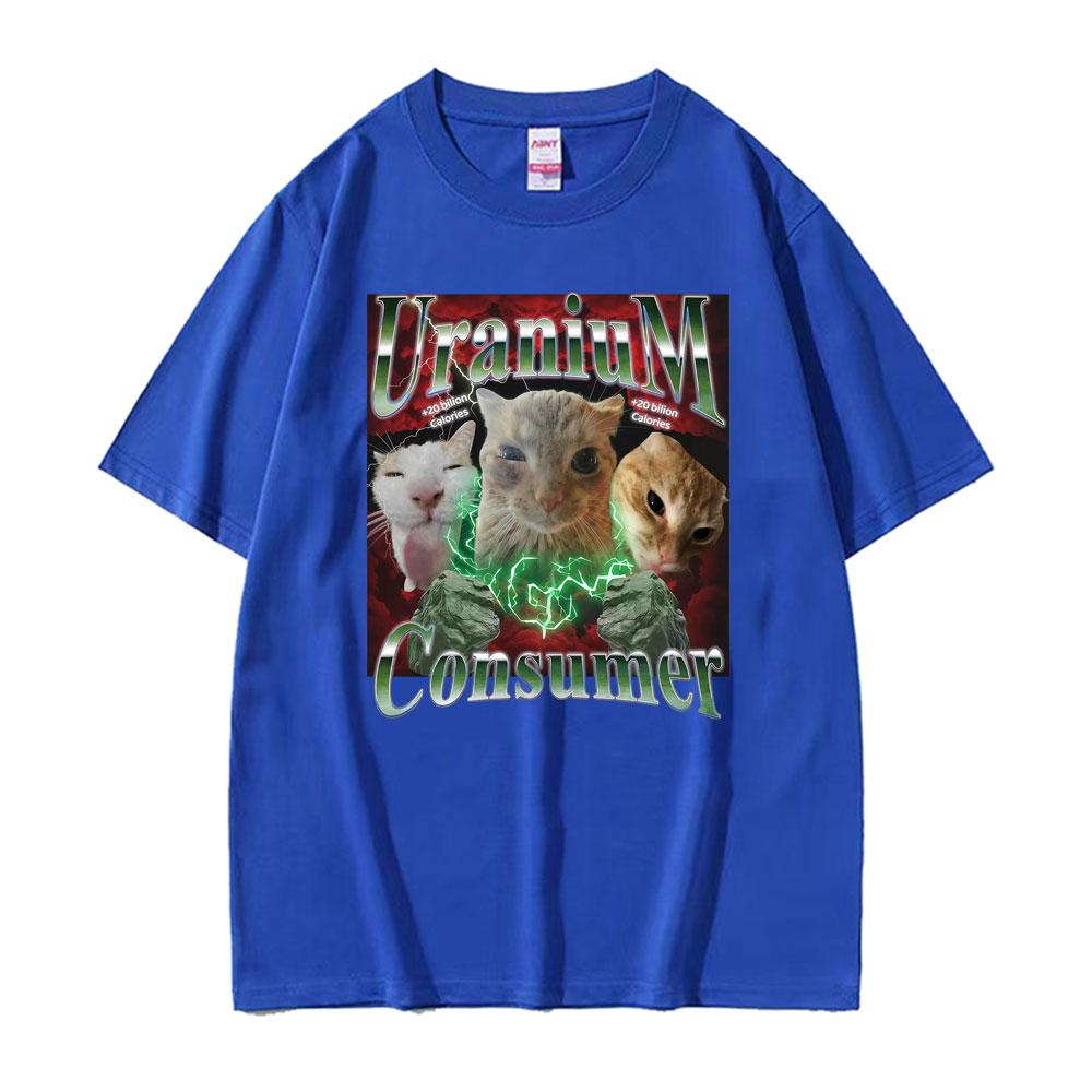 Lustiges Uran-Konsumenten Chaotische Katze Meme T-Shirts Herren Damen Harajuku Mode Retro T-Shirt Sommer 100% Baumwolle T-Shirts Streetwear