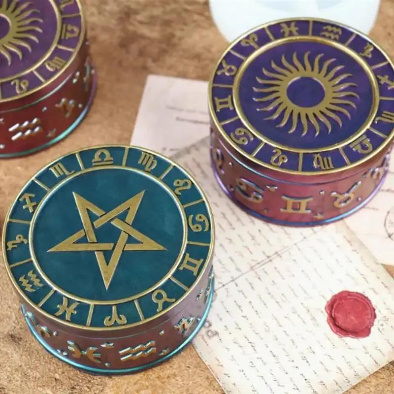 3Pcs/Set DIY Crystal Epoxy Resin Mold 12 Constellation Starry Sky Five-Pointed Star Storage Box Mirror Silicone Mold For Resin
