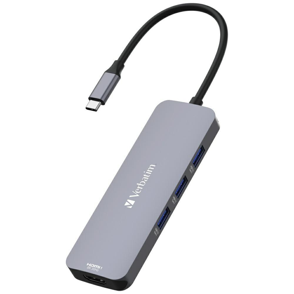 Verbatim Adapter Hub Usb-C - 2Xhdmi/     3Xusb-A/Sd/Microsd/Usb-C Aluminum/Aluminiowy 32151