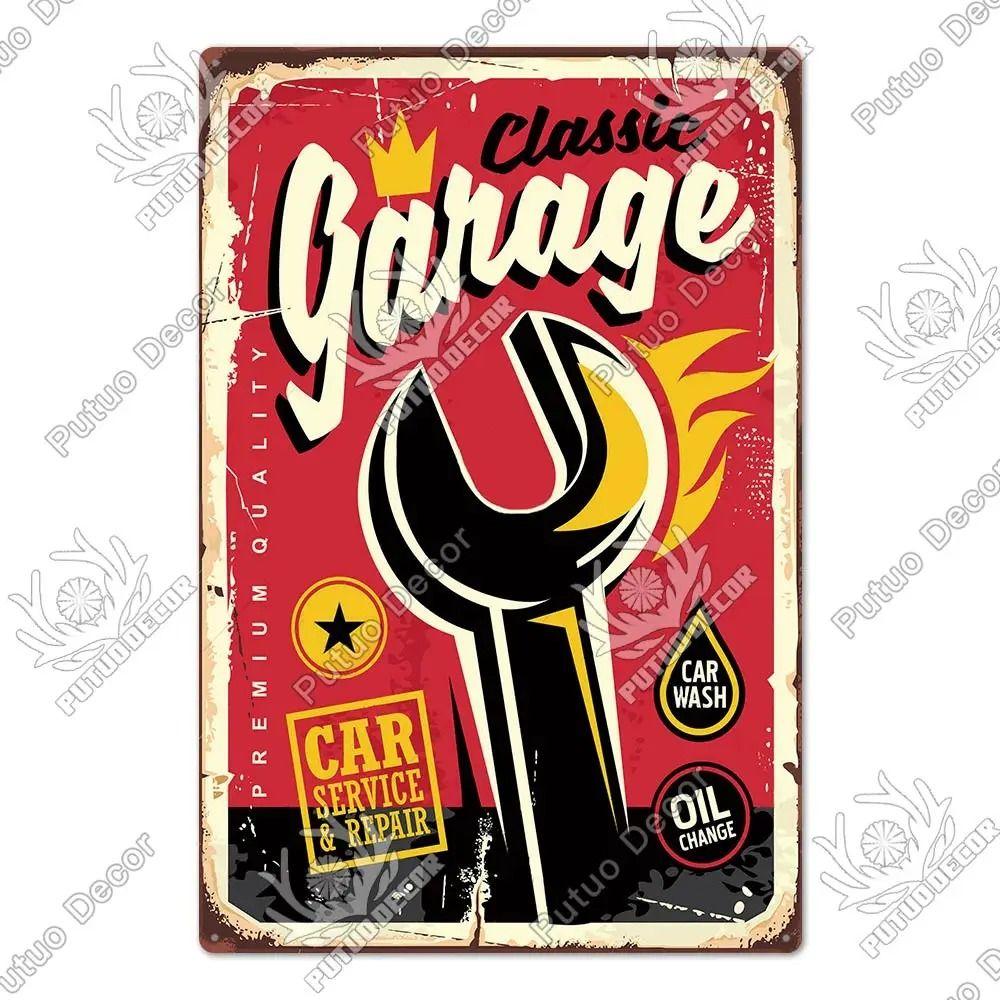 Metalowy Znak Ścienny Garage Bar, Tabliczka Dekoracyjna Wnętrza Samochodu 20x30cm