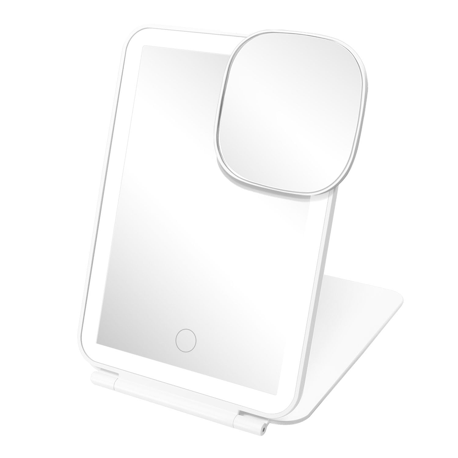 

Uarnicey Складное зеркало для макияжа с бесступенчатой регулировкой 10x, удобное светодиодное освещение с USB, в комплекте инструкция на японском языке, зеркало, настольное, 3-цветное освещение, белый