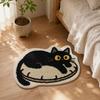 Tappeto da Bagno Peluche, Tappetino Antiscivolo Assorbente Soffice, Carino Tappetino Gatto Nero per Ingresso Camera da Letto Soggiorno