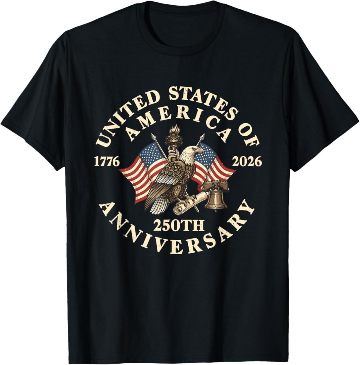 Vintage USA 250th Anniversary Patriotic 4th of July USA Flag T-Shirt 4XL