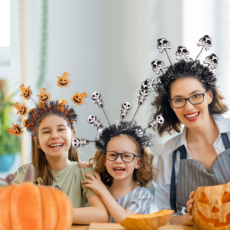 New Halloween Headband, Pumpkin Spider Top Headband, Ghost Party Decoration Funny Radial Colored Strip Headdress