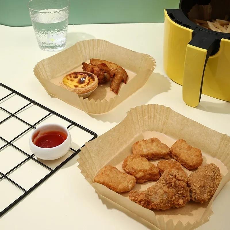 Food Grade Disposable Air Fryer Liners Round Square Silicone Oil Baking Paper For Oven Microwave Kitchen Baking Frying Daily Use