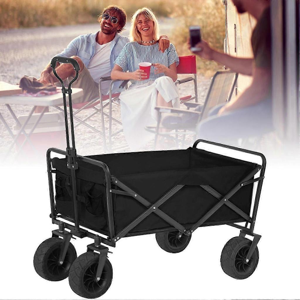 Foldable Wagon Cart with 8-Inch Wheels & Table Top for Camping and Shopping
