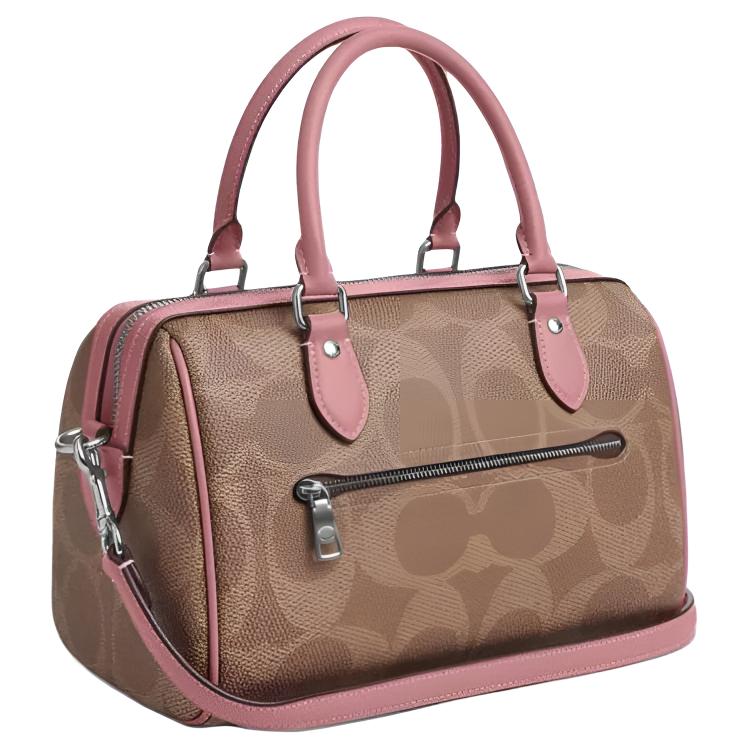 COACH RowanSATCHEL Signature Coated Canvas Crossbody Handbag Medium Women's Pink Brown CCD76-SVYGG