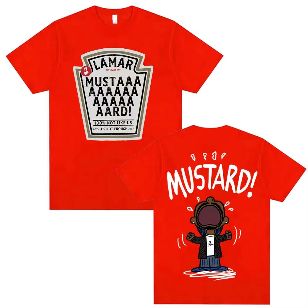 2026 Kendrick Lamar Mustard T Shirts Unisex Harajuku Hip Hop Short Sleeve Popular Music T Shirt Mens Casual Cotton Tshirt