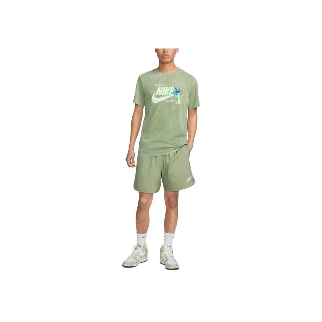 Nike Camiseta de Manga Curta com Gola Redonda e Logo do Alfabeto Masculina Tops Matcha FB9789-386