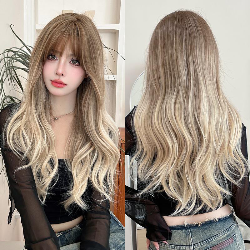 Professional  WIGS Long Body Wavy Sakura Pink Wig for Sweet Girl High Density Synthetic Loose Curly Hair Wig with Bangs Beginner Friendly