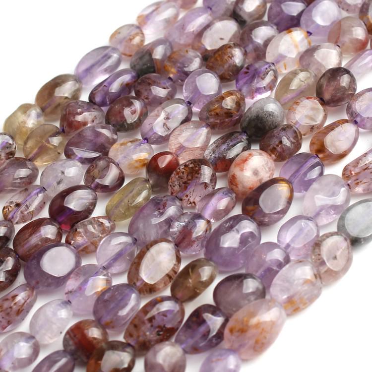 7-8MM PURPLE GLASS GEMSTONE SQUARE CUBE LOOSE BEADS 7.5/"