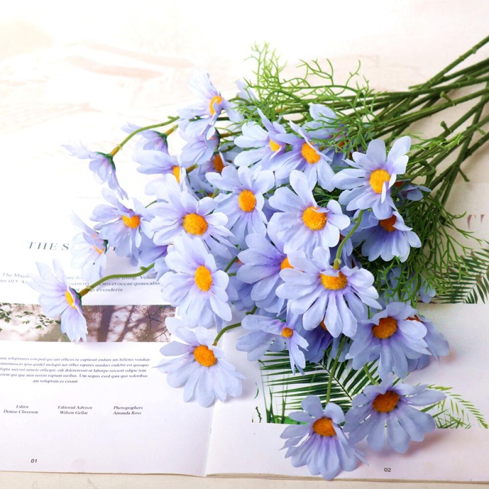 5 Heads Artificial Daisy Flower, Realistic Faux Floral Design, For Living Room Bedroom Tabletop Home Decoration, Decor Supplies