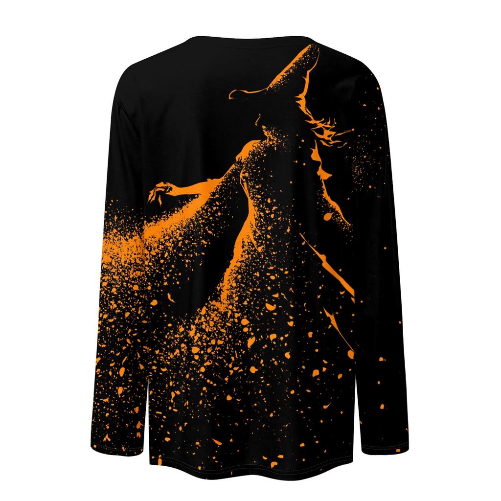 Womens Halloween Graphic Pullover Sweatshirt Long Sleeve Crewneck Casual Top Lightweight Soft Fabric