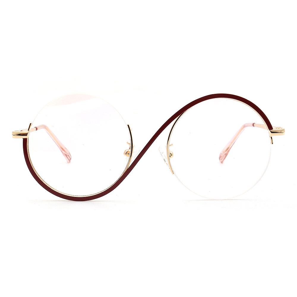 Yuanming Asymmetrical Retro Metal Round Eyeglasses - Fits Anti-Blue Light, TOP520