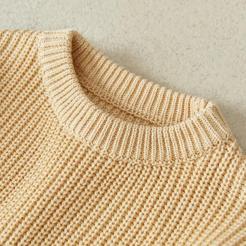 Newborn Baby Girl Boy Knitted Long Sleeve Autumn Winter Sweater Solid Loose Pullover Casual Kids Clothes