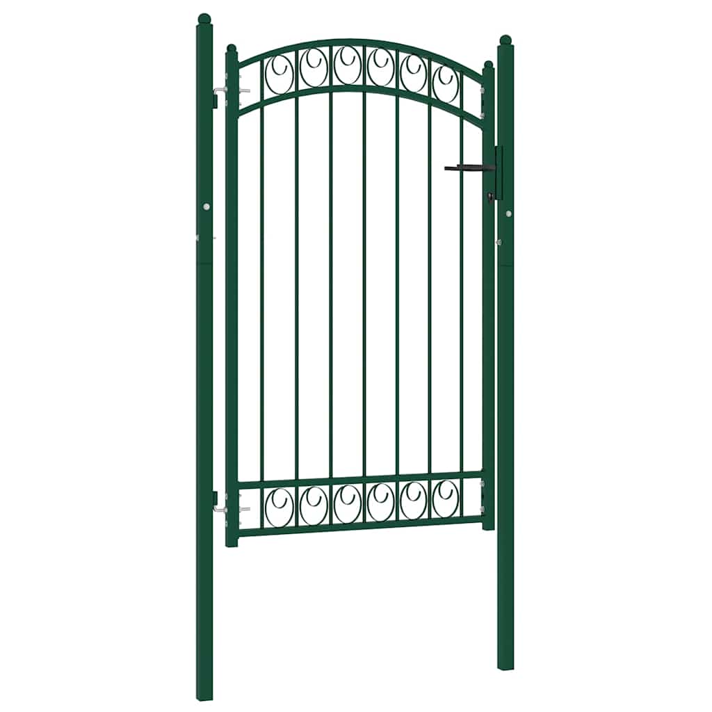 Zauntor EMMEN with Arch Style Top Steel 100 x 106 cm Green
