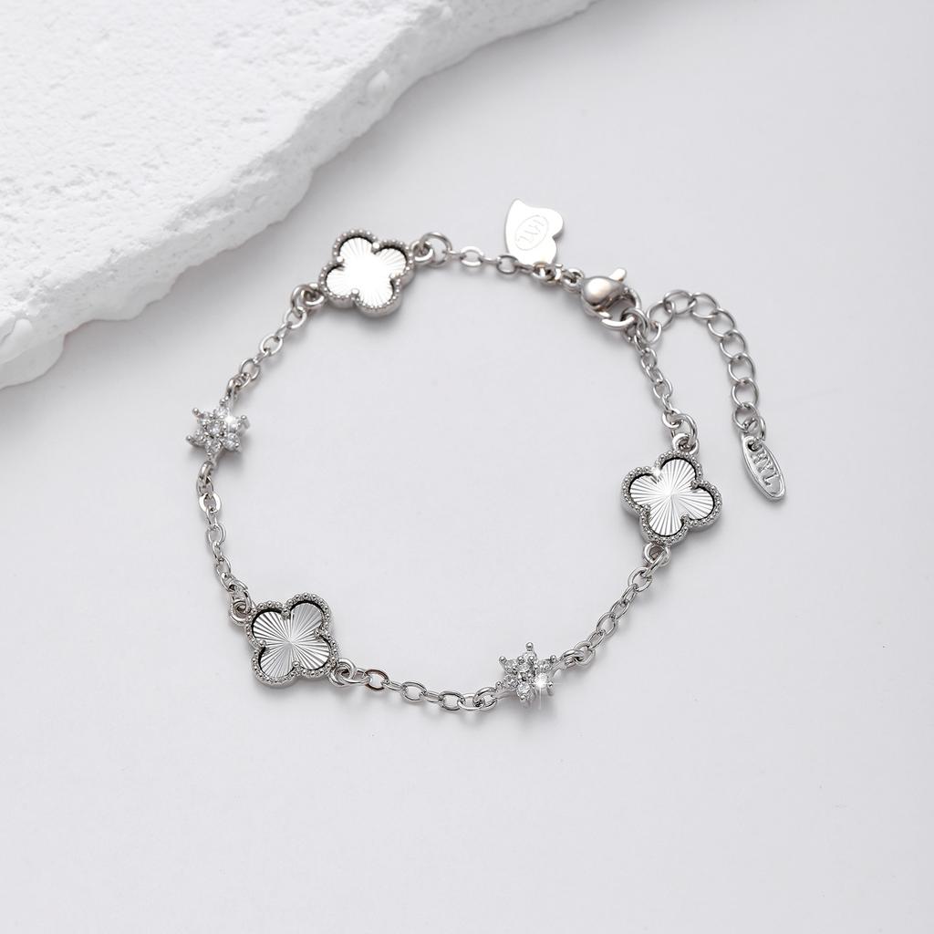 Clover Bracelet Color Preserved Gold Silver Inlaid Zircon Bracelet
