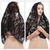 Woman Floral Veil Lace Trim Scarfs Veil Large Shawl Headwear Mantilla
