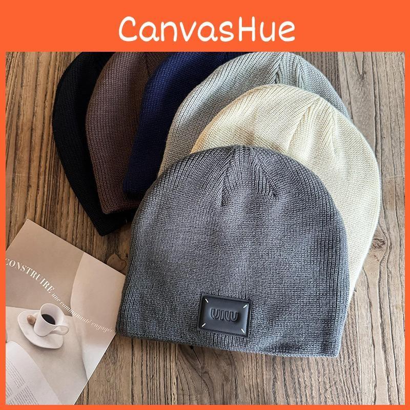 Color Trendy Solid High Top Wool Hat Letter Pattern Youth Streetwear Cold Season